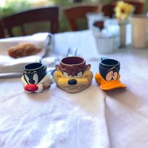 LOONEY TOONS !! Warner Bros. Animated Cup Set Taz , Sylvester & Daffy Duck